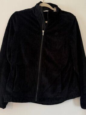 IZOD Womens Black Full Zip Fleece Jacket Mock Neck Regular Fit Size S